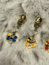 Load image into Gallery viewer, Colorful Hives Zipper Pulls (double charm- enamel) SILVER Pull