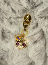Load image into Gallery viewer, Colorful Hives Zipper Pulls (double charm- enamel) GOLD Pull