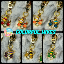 Load image into Gallery viewer, Colorful Hives Zipper Pulls (double charm- enamel) GOLD Pull