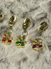 Load image into Gallery viewer, Colorful Hives Zipper Pulls (double charm- enamel) SILVER Pull