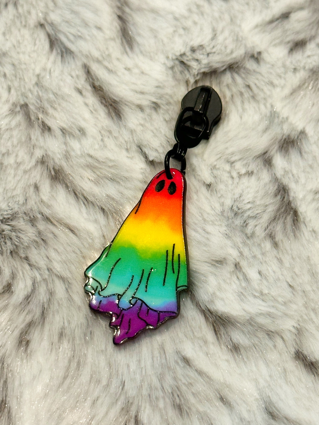 Rainbow Ghost Zipper Pull (acrylic)