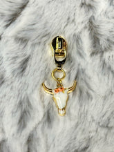 Load image into Gallery viewer, Boho Cow Skull Zipper Pulls (enamel)
