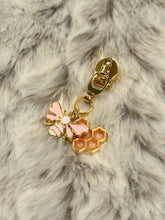 Load image into Gallery viewer, Queen Bee Zipper Pull (Double Charm) - Pastel Pink Bee &amp; Hive
