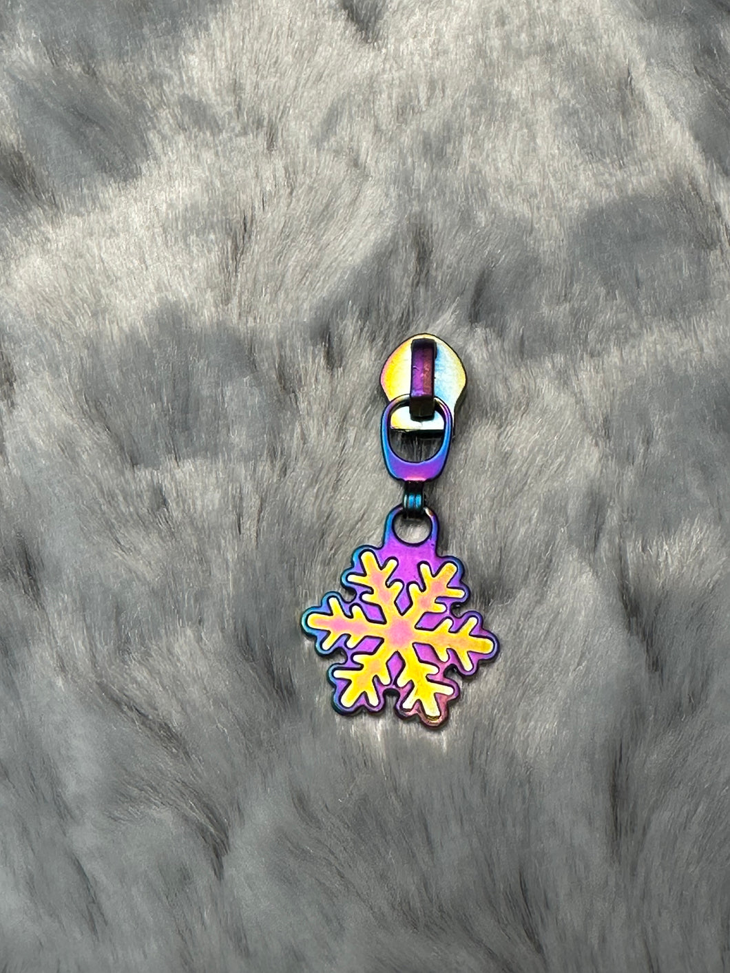 Snowflake Zipper Pull (matte rainbow)