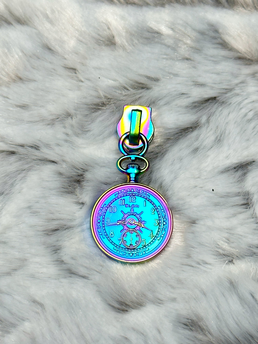 Pocket Watch Zipper Pull (matte rainbow)