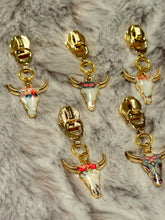 Load image into Gallery viewer, Boho Cow Skull Zipper Pulls (enamel)
