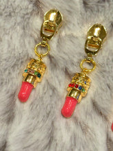 Load image into Gallery viewer, Lipstick Zipper Pull (enamel/rhinestone) *stones vary*
