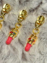 Load image into Gallery viewer, Lipstick Zipper Pull (enamel/rhinestone) *stones vary*
