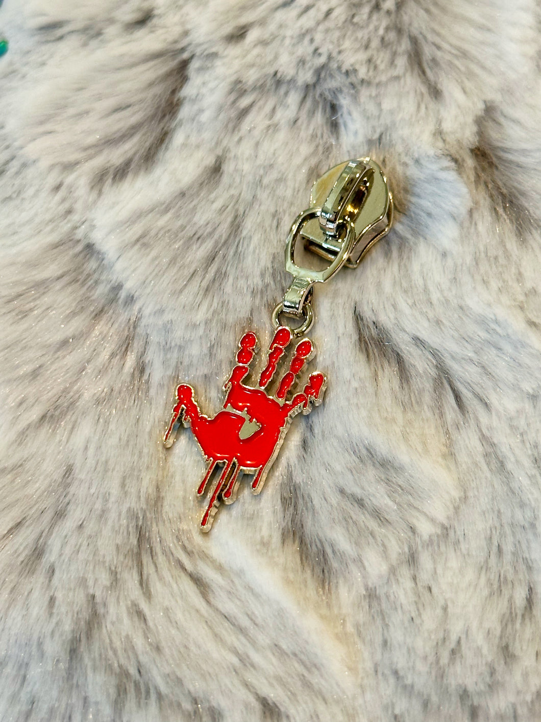 Bloody Hand Zipper Pull (enamel)