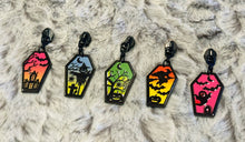 Load image into Gallery viewer, Colorful Coffins Zipper Pulls (acrylic)
