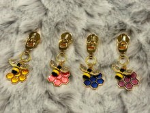 Load image into Gallery viewer, Fancy Beehive Zipper Pulls (double charm - enamel)
