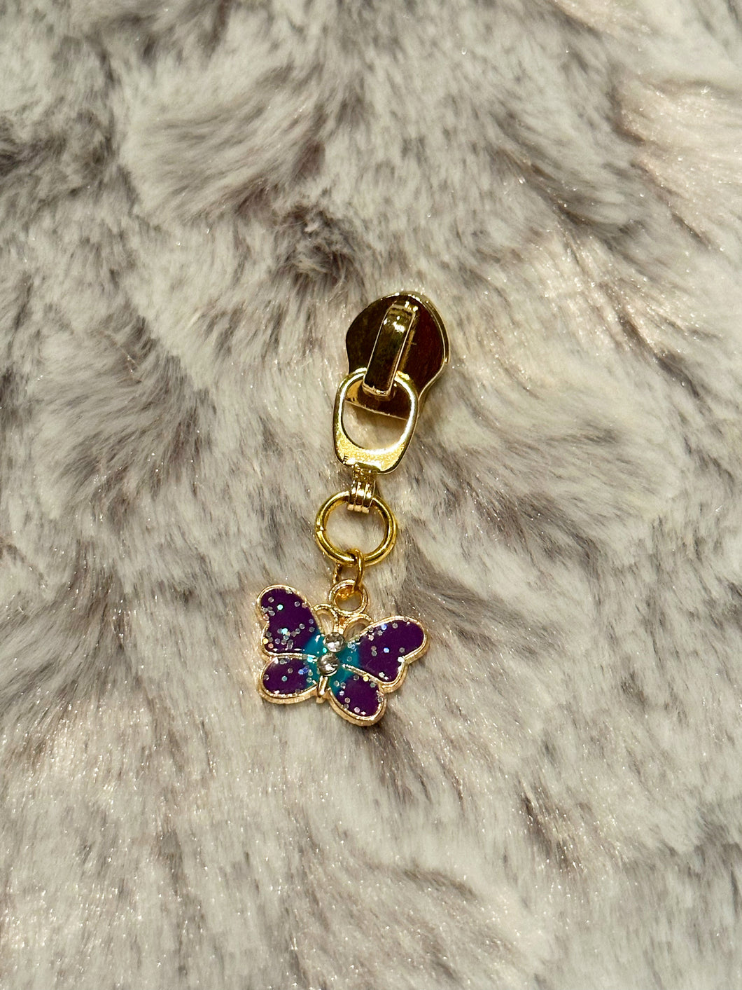 Glitter Butterfly Zipper Pull (glitter enamel)