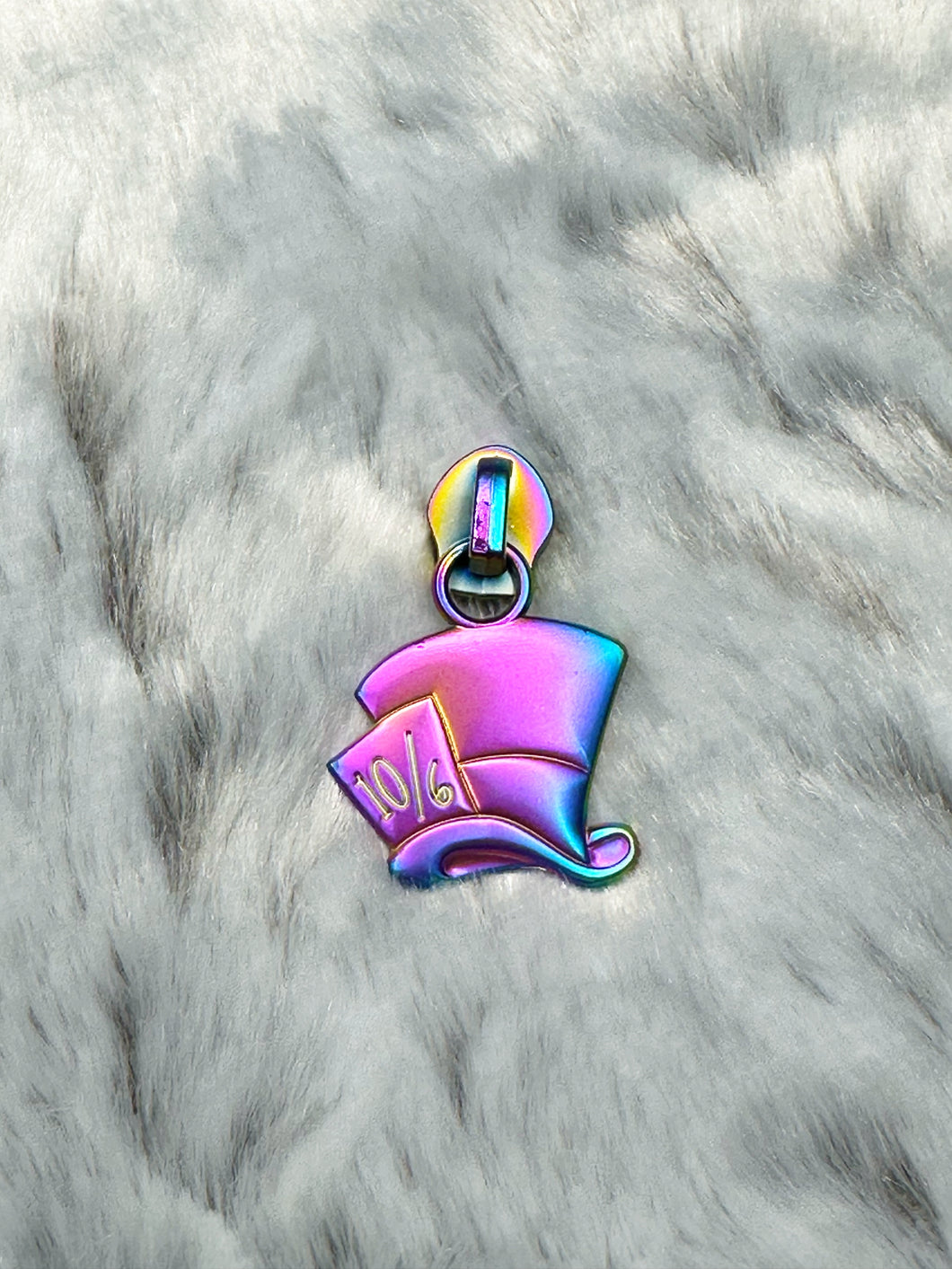 Mad Hatter Zipper Pull  (Matte Rainbow)