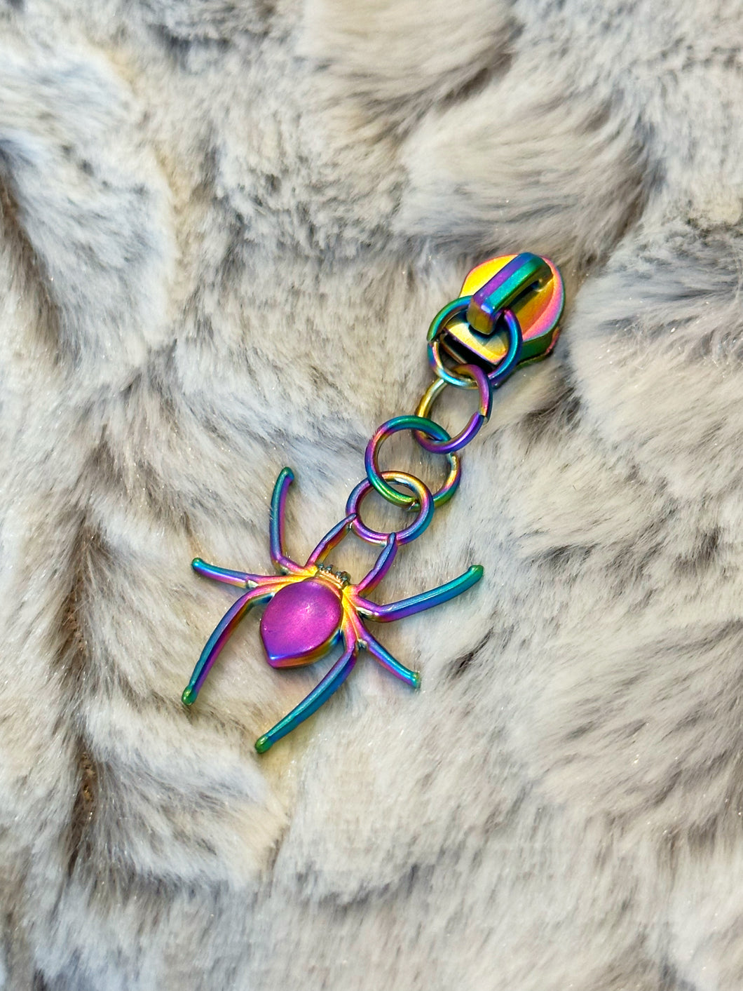 Rainbow Spider Zipper Pull