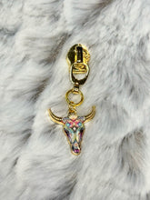 Load image into Gallery viewer, Boho Cow Skull Zipper Pulls (enamel)
