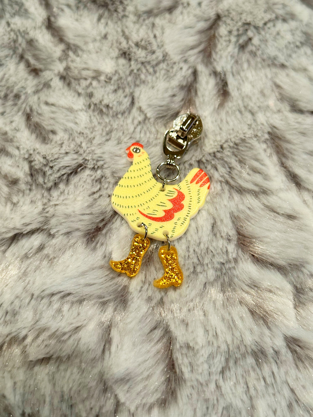 Crazy Chicken Zipper Pulls (acrylic)