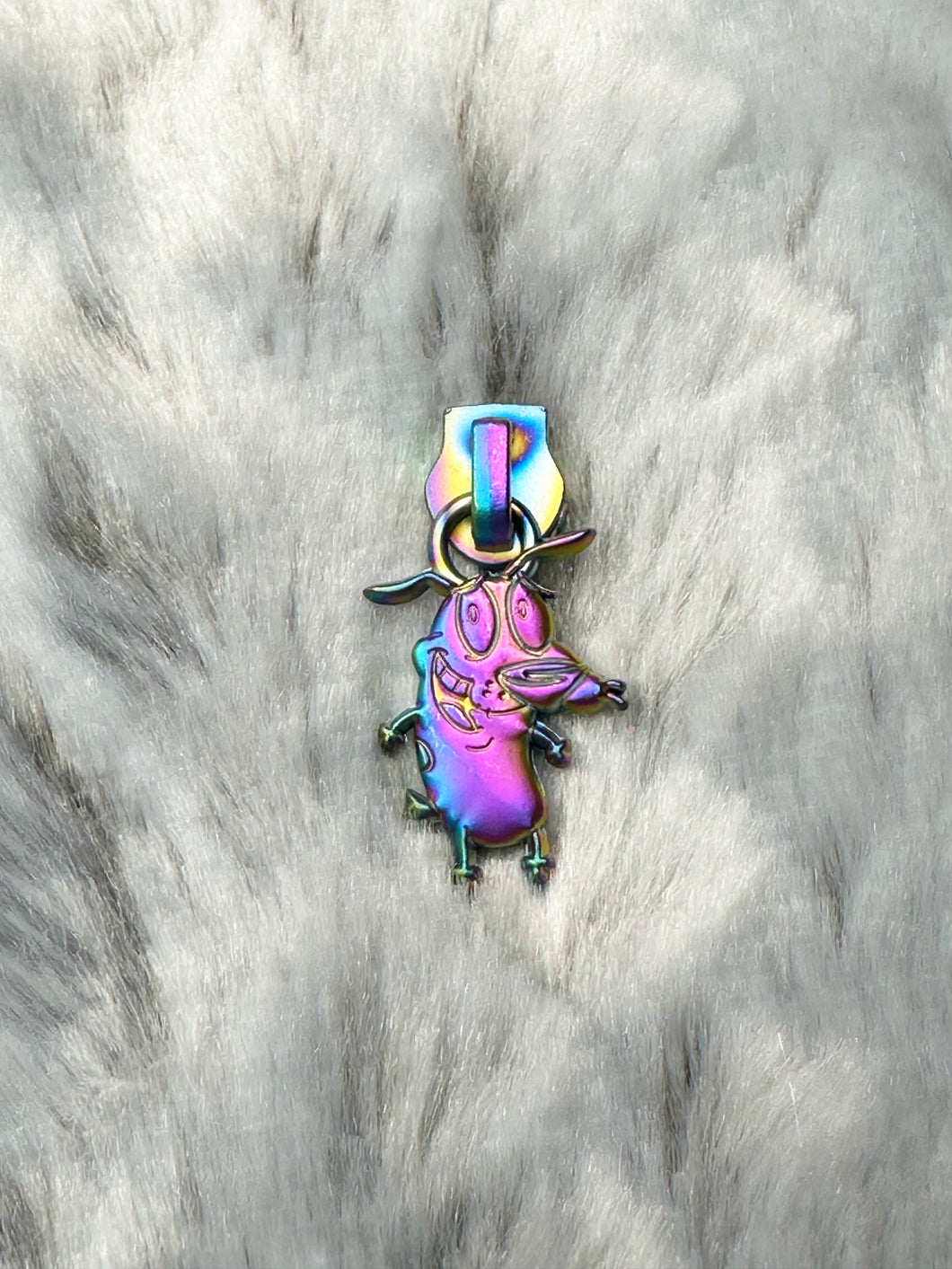 Stupid Dog Zipper Pull  (Matte Rainbow)