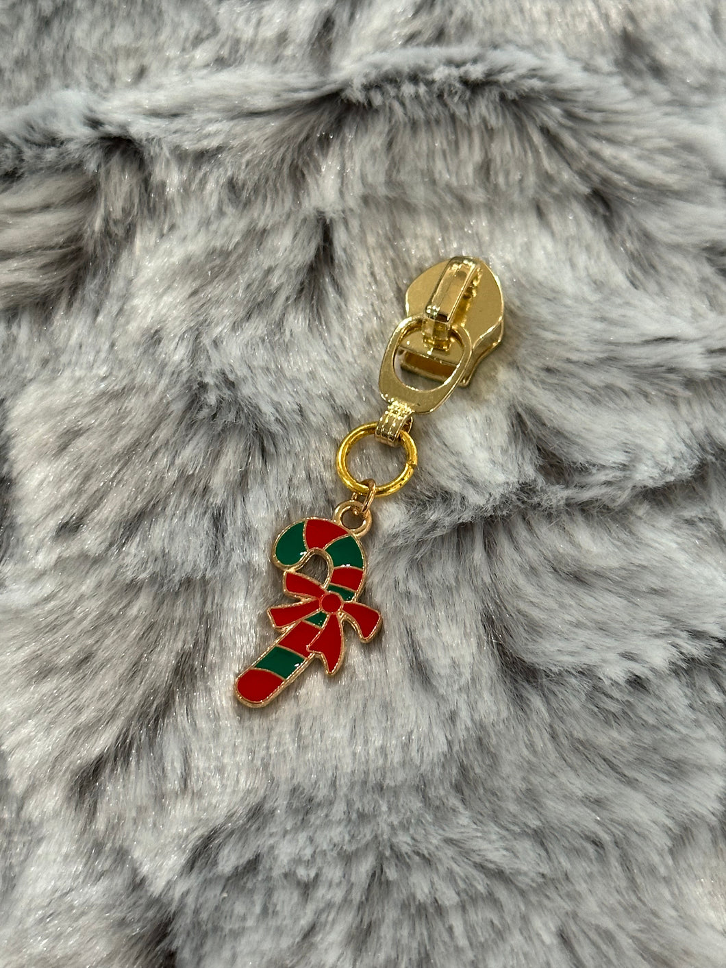 Candy Cane Zipper Pull (enamel)