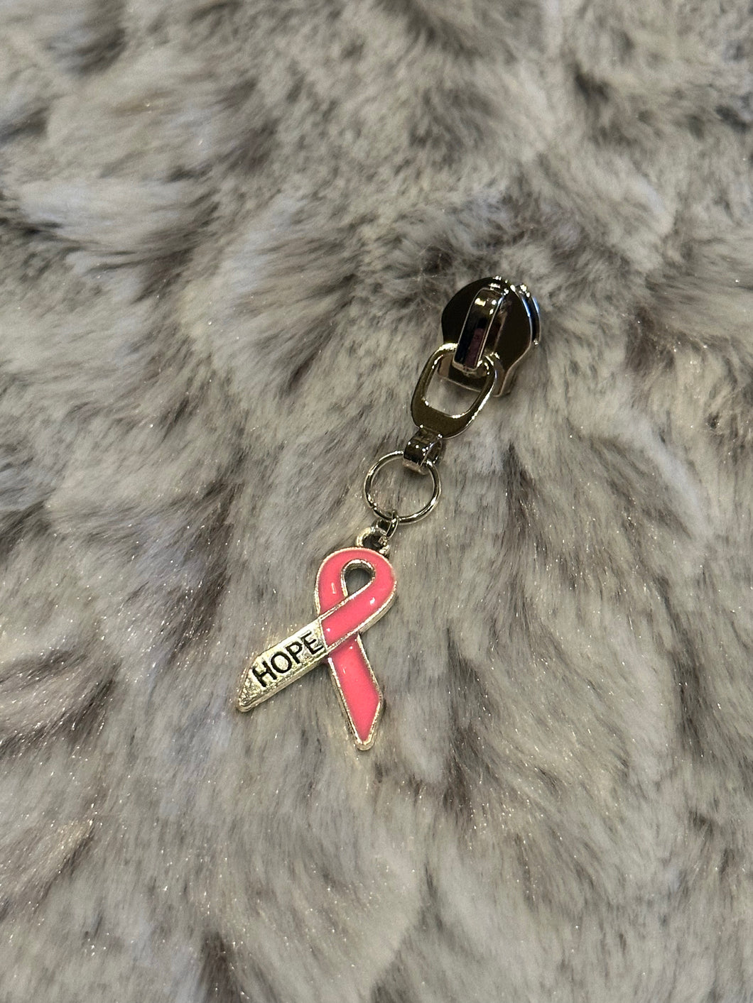 Hope Cancer Ribbon Zipper Pull (enamel)