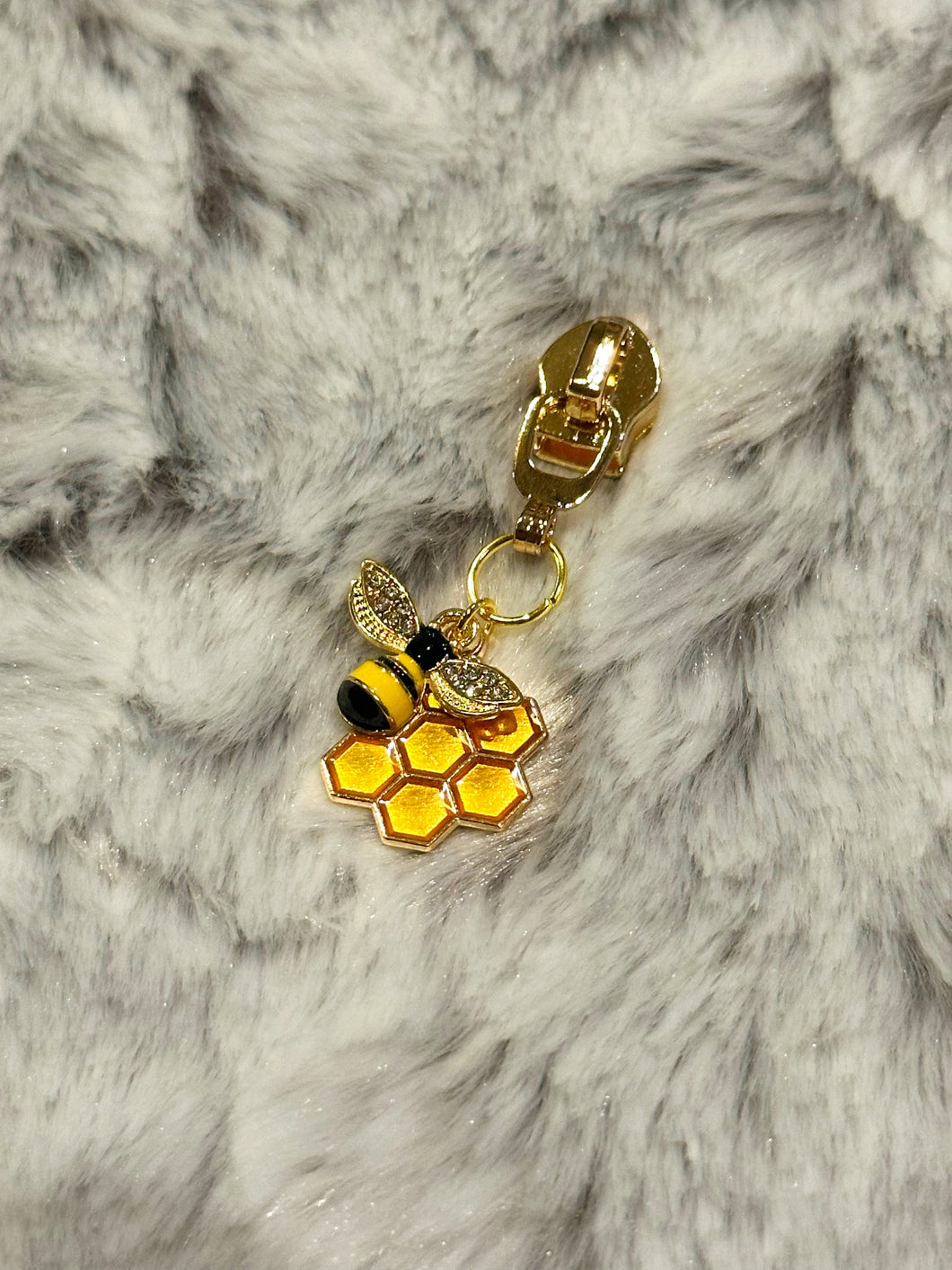 Fancy Beehive Zipper Pulls (double charm - enamel)