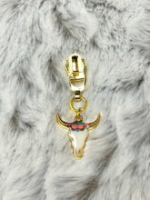 Load image into Gallery viewer, Boho Cow Skull Zipper Pulls (enamel)
