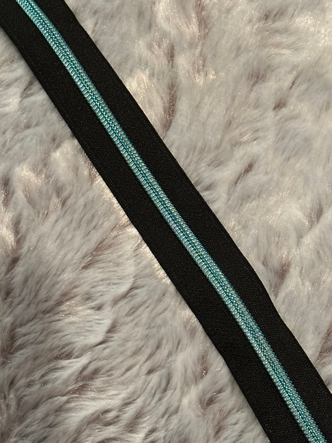 Caribbean Blue Zipper Tape (Metallic)
