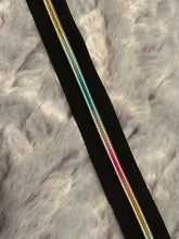 Load image into Gallery viewer, Ombre Rainbow Zipper Tape (w/ White Threads - Metallic)
