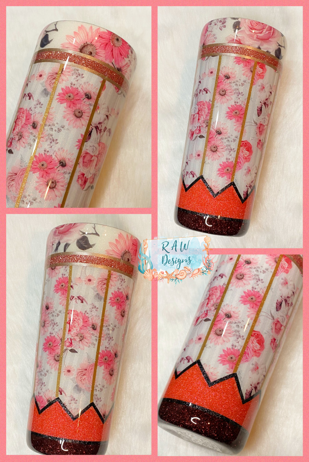 22oz Pencil Floral Tumbler